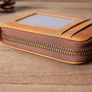 Hommes Femmes <span class=keywords><strong>Multi</strong></span> Cartes Stockage en cuir véritable Fermeture éclair Sac d'argent <span class=keywords><strong>Portefeuille</strong></span> - Product Image 4