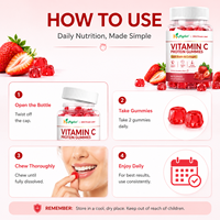 Gummies protéinés à la vitamine C pour adultes, favorisant la croissance des cheveux et l'éclat de la peau, saveur fraise, 60 unités, forme personnalisée, directement de l'usine, HALAL
