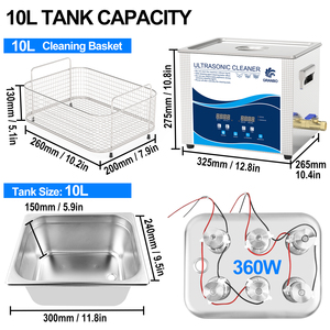 Nouveau Nettoyeur à Ultrasons Industriel Granbo 40KHz 10L pour Instruments Chirurgicaux, Injecteurs <span class=keywords><strong>Diesel</strong></span>, Retainers Dentaires - Acier Inoxydable - Product Image 4