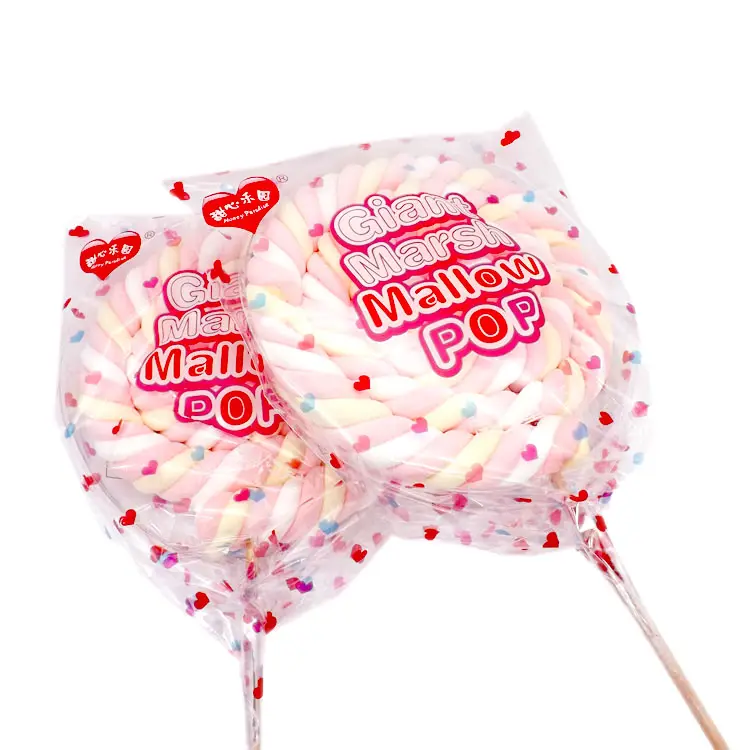 Vendita diretta della fabbrica al gusto di Frutta Gigante marshmallow Poofy Marshmallow Lecca-lecca