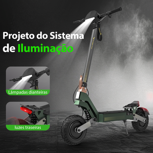 Trottinette électrique pliable pour adultes HONEYWHALE H2dual, entrepôt Brésil, 1200W, batterie 36V 18Ah, pneus 10 pouces, autonomie 50 km, écran intelligent - Product Image 6