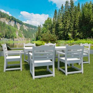 DB Pure <b>White</b> Patio <b>Dining</b> <b>Chair</b> with Armset Set of 2 Imitation Wood Grain Texture Wexture Made of HIPs Material - Product Image 3