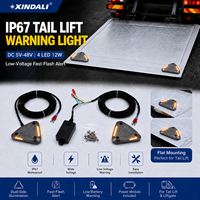 Lampu Peringatan Tail Lift IP67 DC 5V-48V 4 LED 12W Lampu Keselamatan Pintu Bagasi Truk dengan Peringatan Kedip Cepat Tegangan Rendah