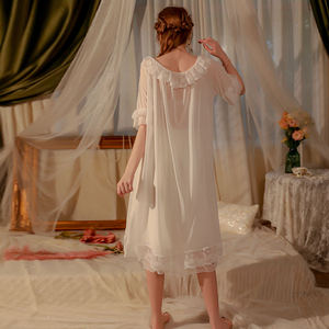 Nueva Llegada, Sexy Camisón de Novia con Aros y Relleno, Camisón hasta la Rodilla, Conjunto de Bata, Pijama Transpirable de Secado Rápido para Invierno y Verano - Product Image 2