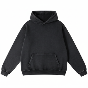 Vente en gros de grande taille 100% coton 400 GSM sweat à capuche solide respirant à séchage rapide lavé à l'acide tricoté délavé au soleil - Product Image 1