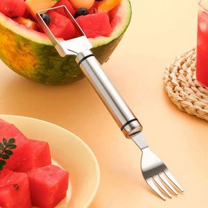 New Arrival Dual Head Stainless Steel 2-in-1 Fruit Cutter & Watermelon Fork Slicer Knife Home <b>Kitchen</b> <b>Gadget</b> - Product Image 6