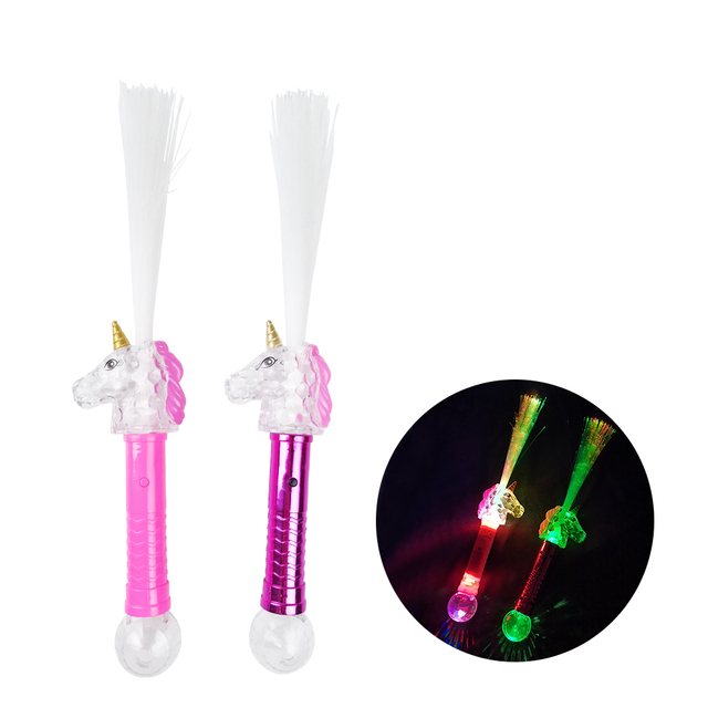 Multicolor Light up Toy Fiber Unicorn Dino Wand with Projection Ball for Festive Halloween Christmas Graduation New Year Party
