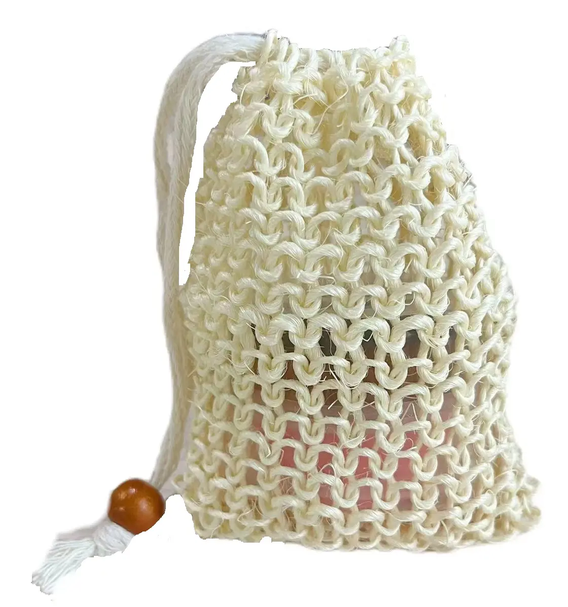 Sisal xà phòng lưới túi với dây rút tắm hai lớp Bong Bóng Tạo bọt xà phòng Pouch