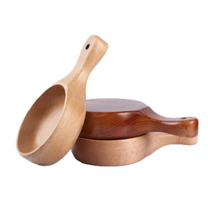 Bol en bois massif de style japonais avec poignée, fait main, multifonctionnel, pour hôtel, alimentation, cadeaux - Product Image 5