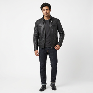 Men's High Street Style <b>Winter</b> <b>Leather</b> <b>Jacket</b> Quality Stand Collar Breathable with Custom Logo Factory Price Hot <b>jacket</b> for men - Product Image 1