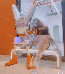 Trừu Tượng Khổng Lồ Mạ Điện Sợi Thủy Tinh Bóng Thỏ Tượng Nhựa Không Gian Thỏ Thủ Công Thanh Trang Trí Nội Thất - Product Image 5