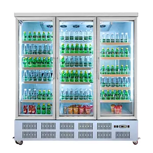飲み物のためのスーパーマーケットのコークスの表示ガラスドアの直立した冷蔵庫透明な表示クーラー単一温度ce