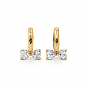 Orecchini a cerchio Mooncita in oro con fiocco e strass in cristallo, montatura a griffe, per donna, da indossare tutti i giorni, stile carino, placcati oro 18K - Product Image 1