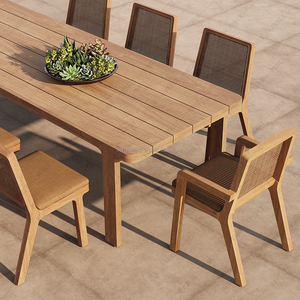 FERLY All-Weather Teak Dining Set Restaurant <strong>Table</strong> with <strong>Chairs</strong> for Outdoor <strong>Garden</strong> Furniture for Hotels <strong>and</strong> Parks - Product Image 1