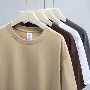 Camiseta de Algodón Grueso de Alta Calidad al por Mayor, 240 g/m², Cuello Pequeño, Holgada, Lisa, Unisex - Product Image 2