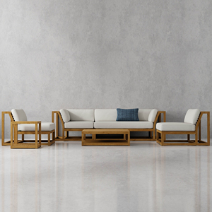 Juego de Sofás Modulares para Exteriores de Madera de Teca con Cojines para Patio y Jardín - <span class=keywords><strong>Atha</strong></span> - Product Image 1