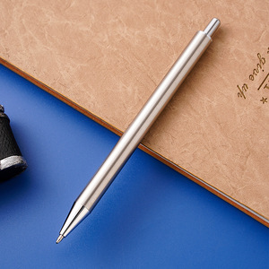 Stylo droit en acier inoxydable populaire à la mode sans clip rationaliser le stylo en argent Slim Click <span class=keywords><strong>Action</strong></span> stylo <span class=keywords><strong>Gel</strong></span> en métal - Product Image 6