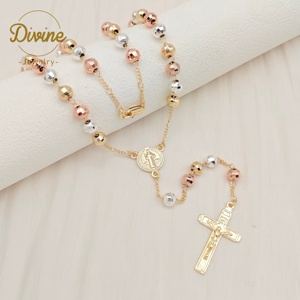 Joyería Religiosa <span class=keywords><strong>de</strong></span> San Benito, Rosarios Católicos Islámicos Musulmanes, Colgante <span class=keywords><strong>de</strong></span> Cruz, Cadena <span class=keywords><strong>de</strong></span> Cuentas, Collares <span class=keywords><strong>de</strong></span> <span class=keywords><strong>Rosario</strong></span> Chapados en Oro - Product Image 2