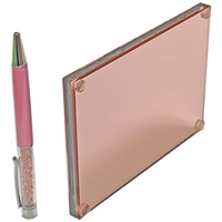 Fournitures de bureau Accessoires de bureau pour étudiants Calculatrice de compte acrylique avec miroir rose