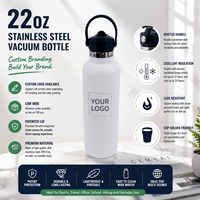 Bouteille d'eau isotherme à double paroi de 22 oz, garde au froid 24 heures, garde au chaud 12 heures, anti-fuite, sans BPA, avec couvercle à paille