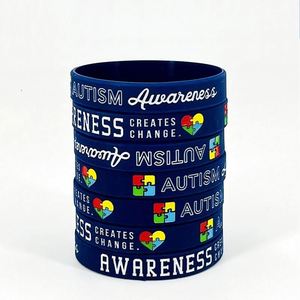 Bracelets en silicone personnalisés pour l'autisme en stock – Logo et texte personnalisables – Cadeaux promotionnels – Bracelets publicitaires - Product Image 1