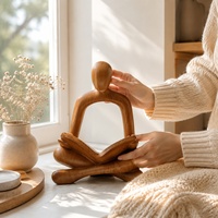 Sculpture de table minimaliste en résine imitation bois, figurine lisant assise sur les genoux, pour décoration de bureau, d'étude ou d'étagère