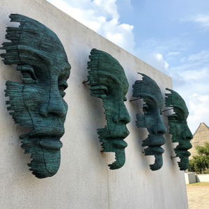 Grandes décorations murales extérieures en <span class=keywords><strong>métal</strong></span> patiné bronze, sculpture de visage à vendre - Product Image 1