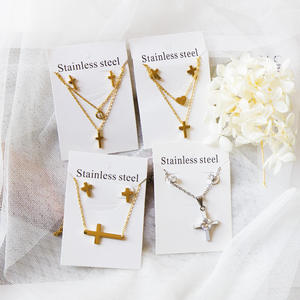 Prezzo a buon mercato Set di gioielli di moda di migliore qualità orecchini da taglio gioielli da donna oro placcato in acciaio inossidabile Set di gioielli - Product Image 6