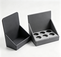 Boîte de présentation de comptoir en carton ondulé personnalisée avec trous ronds, présentoir de produits de vente au détail pour bouteilles, petits articles