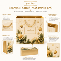 Sacs cadeaux réutilisables en papier cartonné sur le thème de Noël, avec logo personnalisé, pour cadeaux