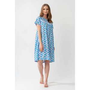 Camisón clásico de manga corta para mujer, ropa de dormir de tejido suave, azul - Product Image 5