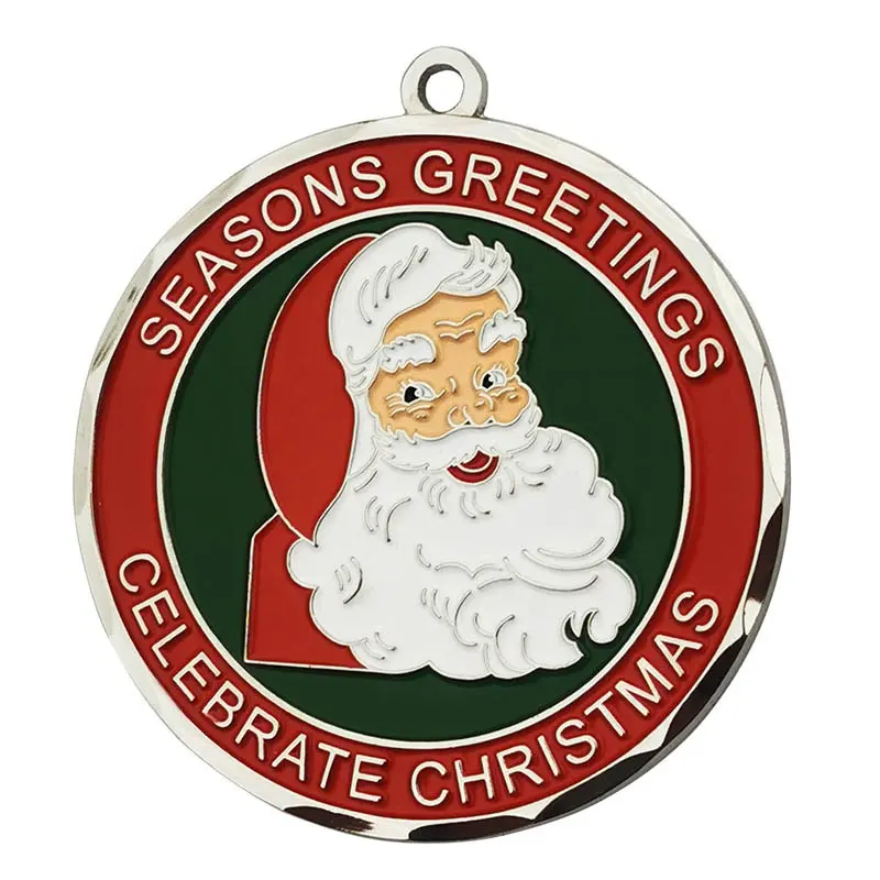 החג שמח מדליית לקידום Custom סנטה קלאוס Cartoon מתכת מטבעות עבור ילד