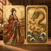 Carte de collection en métal double face Empress Dragon Chinois, cadre doré, Phénix, Couronne, Pivoine, Perle, Décoration Impériale, Cadeau