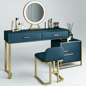 Ensemble coiffeuse éclairée en bois massif avec miroir réglable et tabouret – Bureau de toilette moderne et durable pour chambre, hôtel et salon - Product Image 4