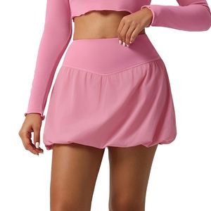 Gaun tenis cepat kering <span class=keywords><strong>2</strong></span> dalam 1, rok suar Yoga Anti selip dengan celana pendek bawaan untuk lari & Kebugaran - Product Image 1