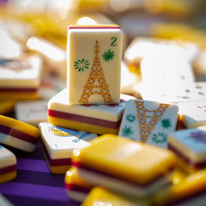 <span class=keywords><strong>LA</strong></span> VIE EN Paris, Fichas de Mahjong Acrílicas con Temática de Drama, Fichas de Mahjong Talladas con Diseño de Circo, Amarillo Americano, Acrílico de 3 Capas, 160 Piezas, 4 Capas - Product Image 2
