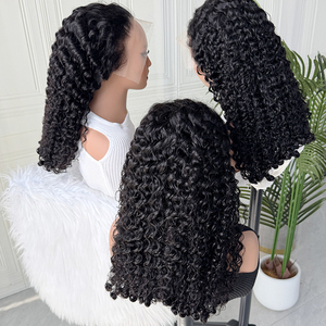 Burmese Curly Human Hair Lace <b>Wig</b> Natural Black Soft Defined Curls Pre Plucked Hairline Natural Look <b>Wig</b> - Product Image 3