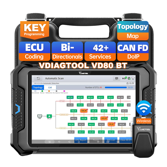 Philippines 2026 Hot Sale Multi-brand Diagnostic Tool VD80BT Wireless Full Systems Bidirectional Control Obd2 Scanner for Toyota
