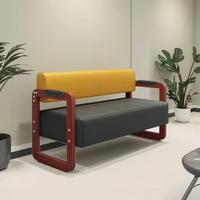 Chaise d'attente moderne pour salon de coiffure, bureau, hôpital, chaise longue décontractée en bois massif, siège rembourré commercial pour la beauté, les ongles et la coiffure
