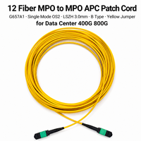 Cable de Fibra Óptica Trunk G657A1 SM OS2 LSZH de 3.0mm, 12 Hilos MPO/APC a MPO/APC, para Centros de Datos 400G 800G (CPR CCA DCA)