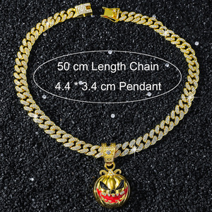 Collar con Colgante Circular Personalizado con Forma de Calabaza, Serie Halloween, Estilo Hiphop, para Hombre, Venta al Por Mayor de Joyería - Product Image 5