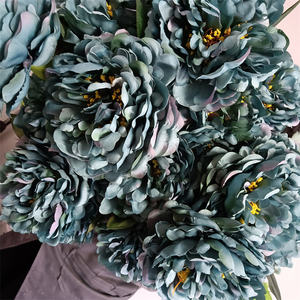 Vendita calda Q-1357 seta artificiale da sposa 7 teste dalia bianca margherita mazzi di fiori - Product Image 2