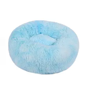 מיטת כלב לחיות מחמד מותאמת אישית מחבק סופגניות נוחה מיטה עגולה פרוותית צבעוני צמר אלמוגים גדול רגוע עגול מיטת סופגנייה עם רוכסן