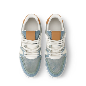 Chaussures de sport et de loisirs rétro haut de gamme en denim délavé, avec empiècements multi-matériaux, confortables et respirantes - Product Image 2