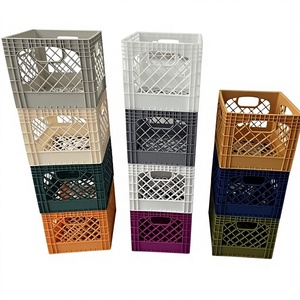 16QT (4 Gallon) HDPE <strong>Plastic</strong> Folding Milk <strong>Crates</strong> Multi-Purpose Mesh Storage Organizer Stackingable <strong>Crates</strong> - Product Image 3