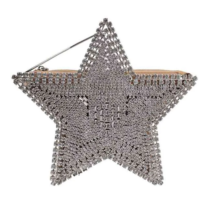 Bolso de mano con diamantes de imitación en forma de estrella y corazón, bolsa de noche de cristal, diseño nuevo, 2020