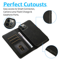 Étui de téléphone magnétique détachable 2-en-1 en similicuir PU avec fentes pour cartes pour iPhone 17 16 Pro Max, étui portefeuille pour téléphone portable