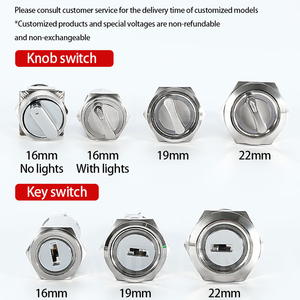 Hotsale16mm 19mm 22mm kim loại quay khóa chuyển đổi tự thiết lập lại tạm thời chống phá hoại 1no1nc <span class=keywords><strong>2</strong></span> vị trí chuyển đổi quay với LED ánh sáng - Product Image 5