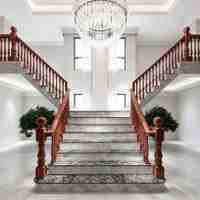 Balustrade Classique Européenne en Aluminium Effet Bois pour Escalier Intérieur de Villa, Garde-corps en Aluminium Marron Rouge