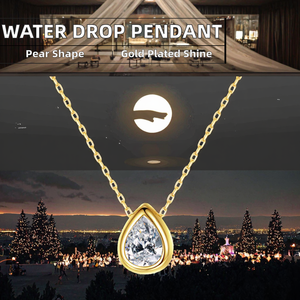Collier pendentif en argent sterling rhodié avec zircon cubique en forme de goutte d'eau CZCITY pour femmes, à porter tous les jours, cadeau de bijoux 2020 - Product Image 2